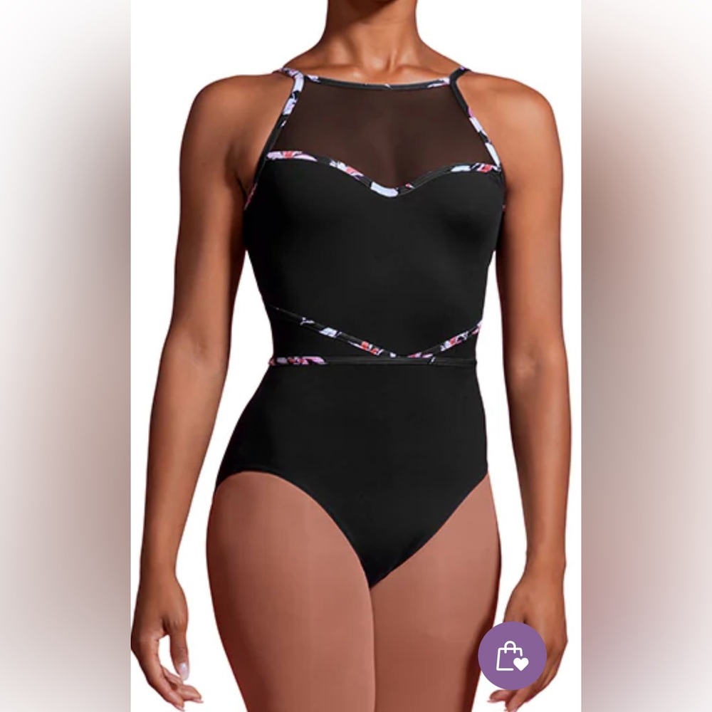 NWT Mirella Mesh Halter Leotard